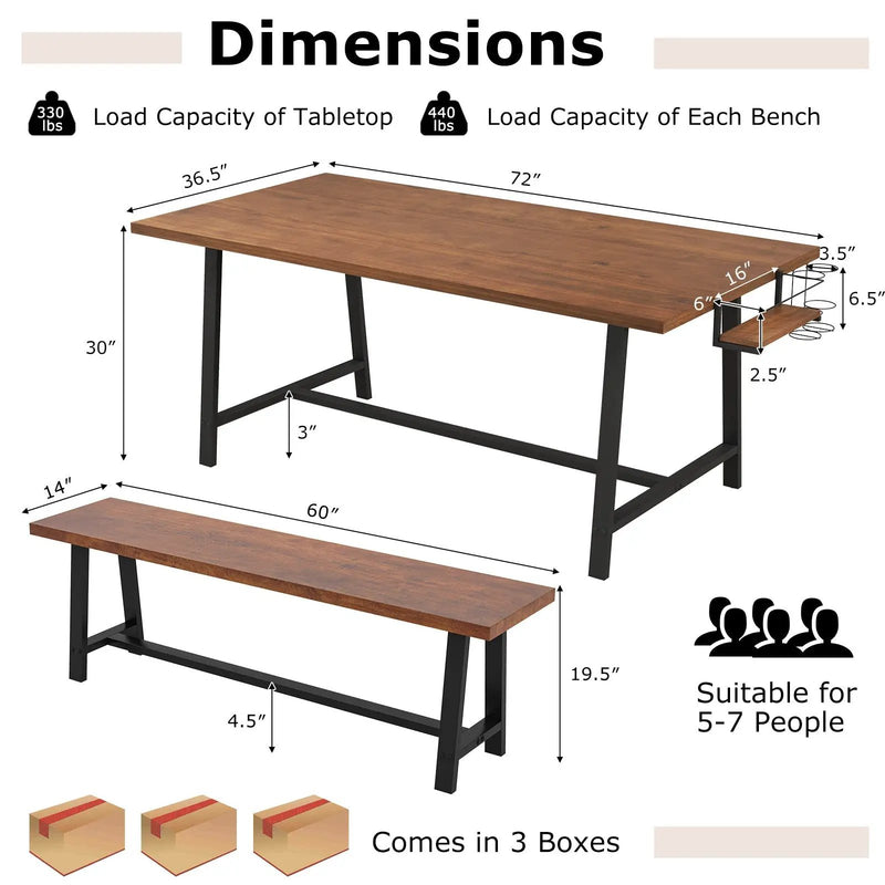 Dining Table Set for 5-7 with 2-Bottle Wine Rack and Condiment Holder by DirectDeals