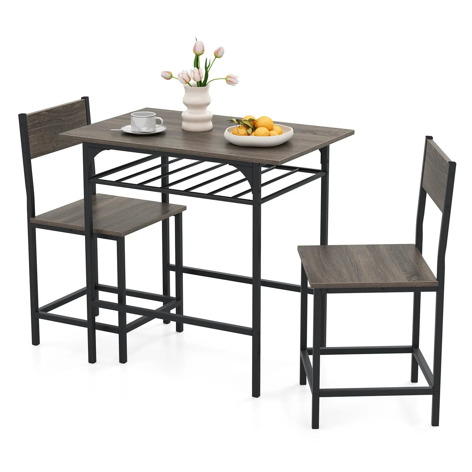 Dining Table Set with Metal Frame and Storage Rack by DirectDeals