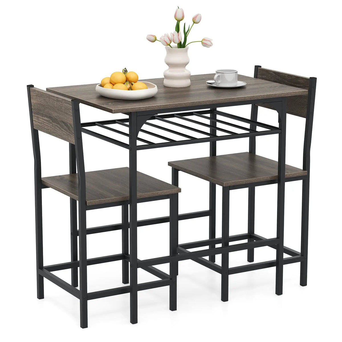 Dining Table Set with Metal Frame and Storage Rack by DirectDeals