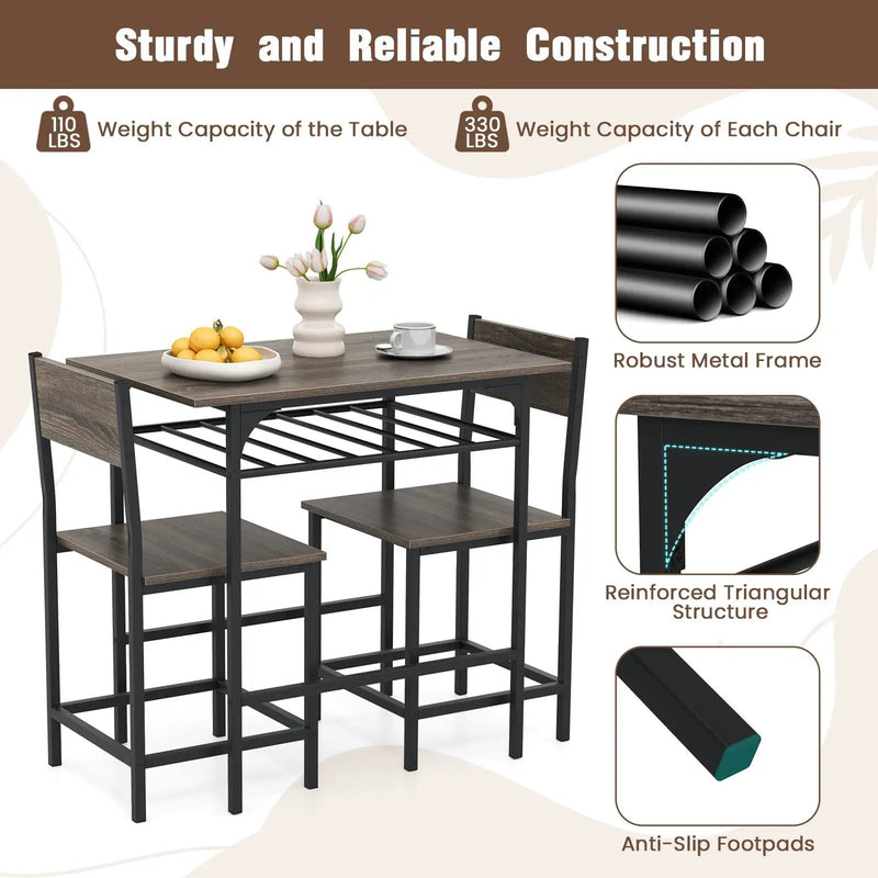 Dining Table Set with Metal Frame and Storage Rack by DirectDeals