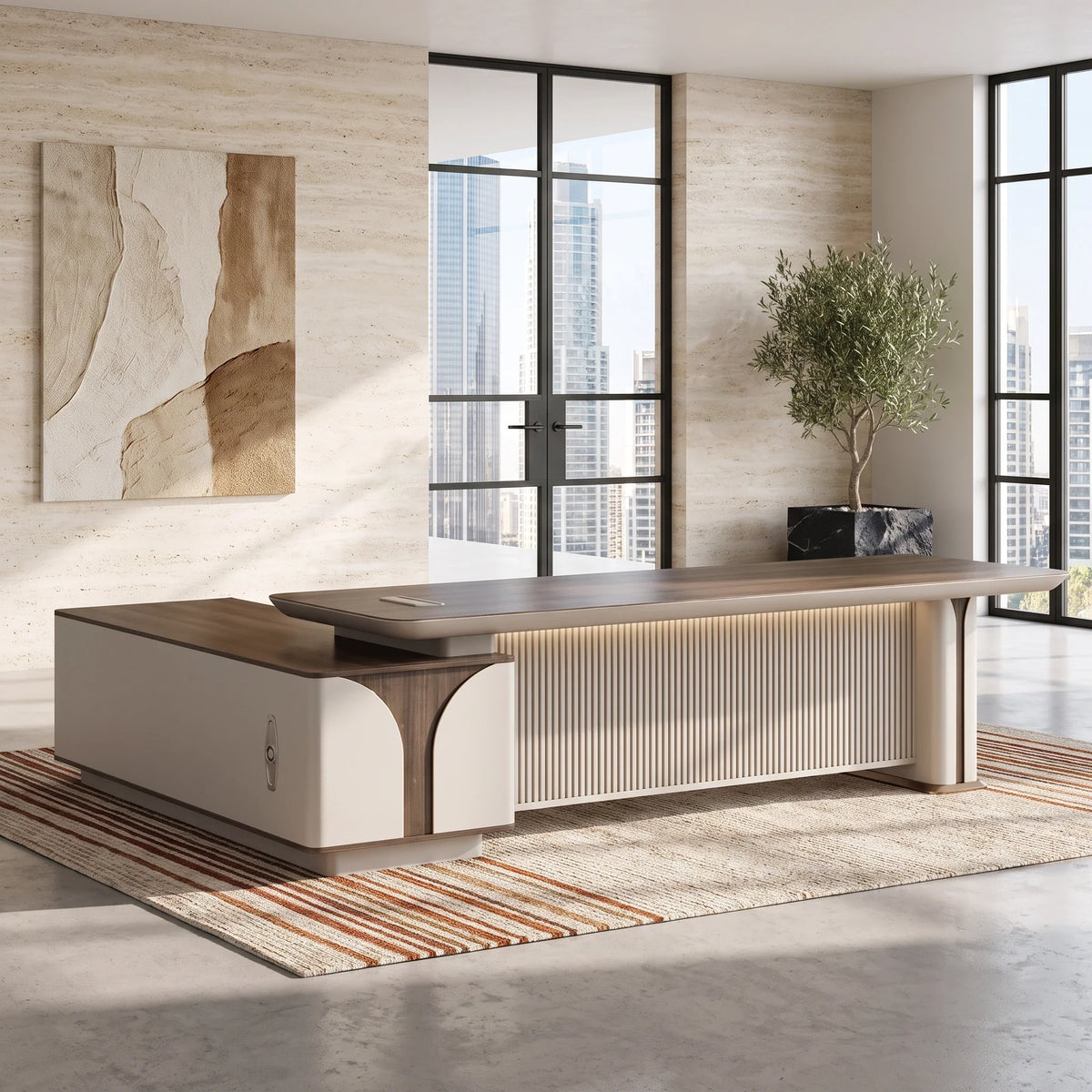Dion · Modern L-Shaped Executive Desk, installed in a room