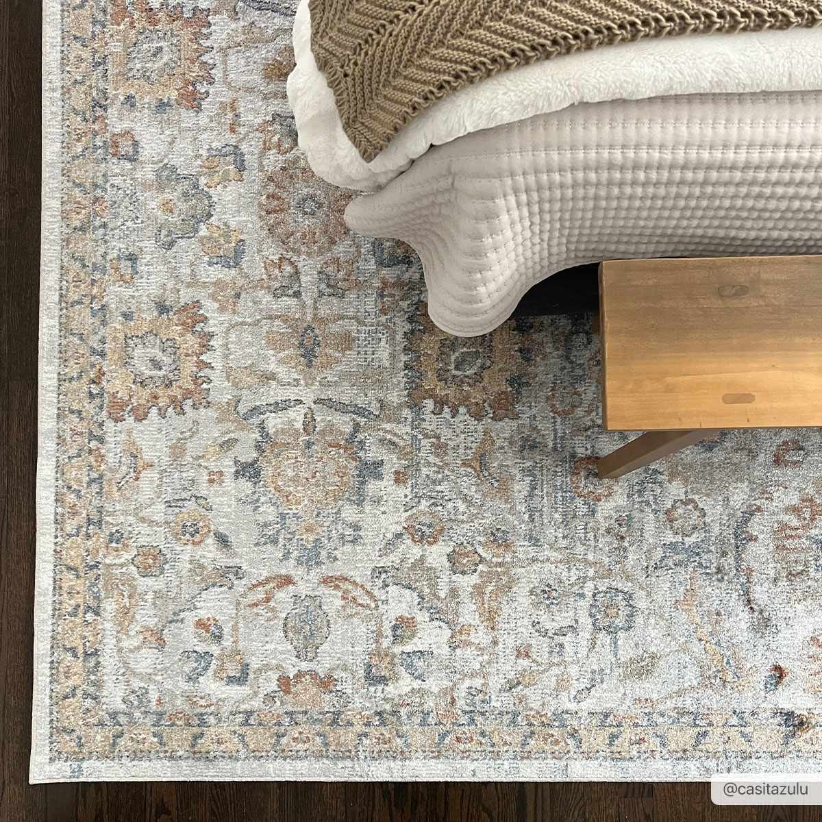 Dion Washable Floral Rug - Clearance by Boutique Rugs