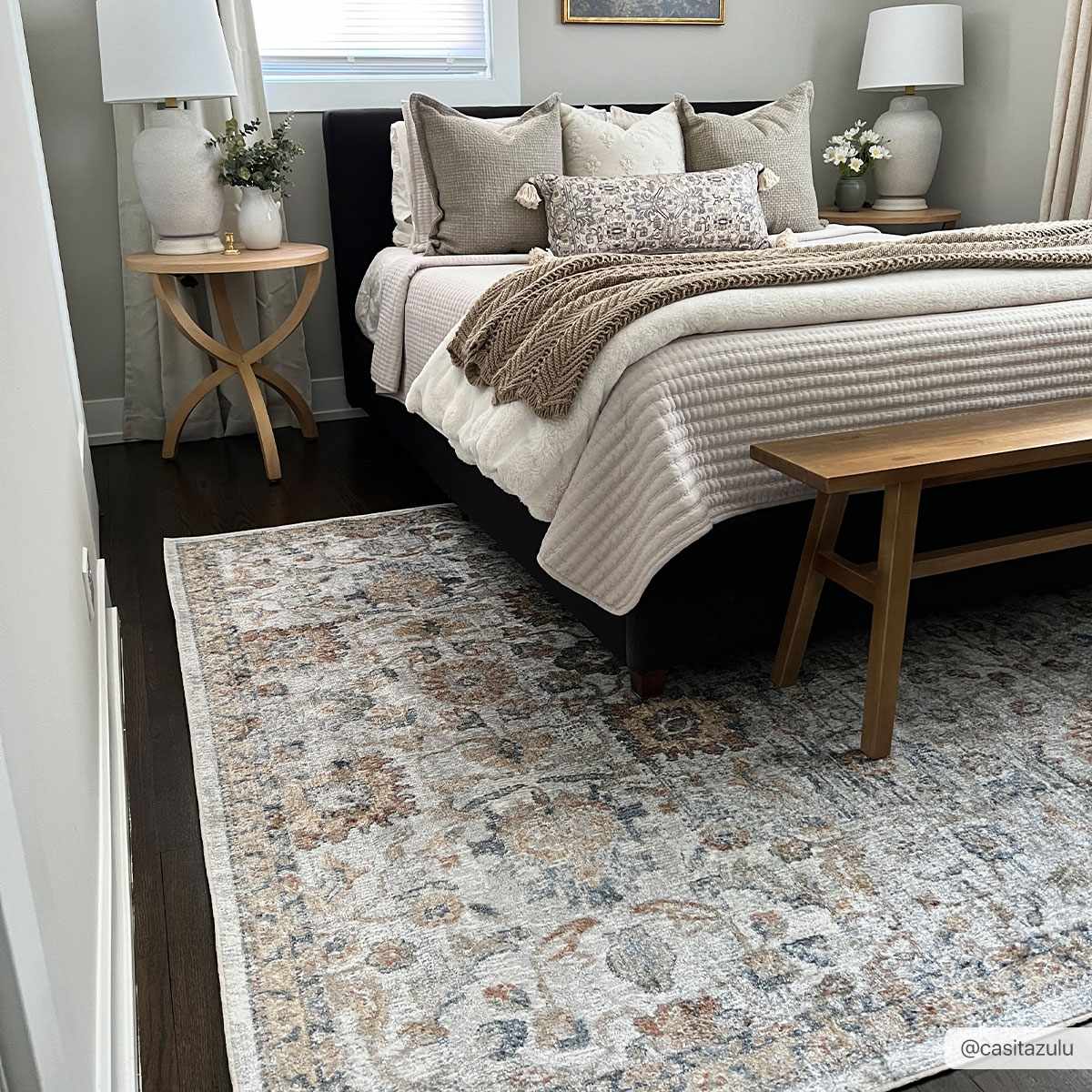 Dion Washable Floral Rug - Clearance by Boutique Rugs