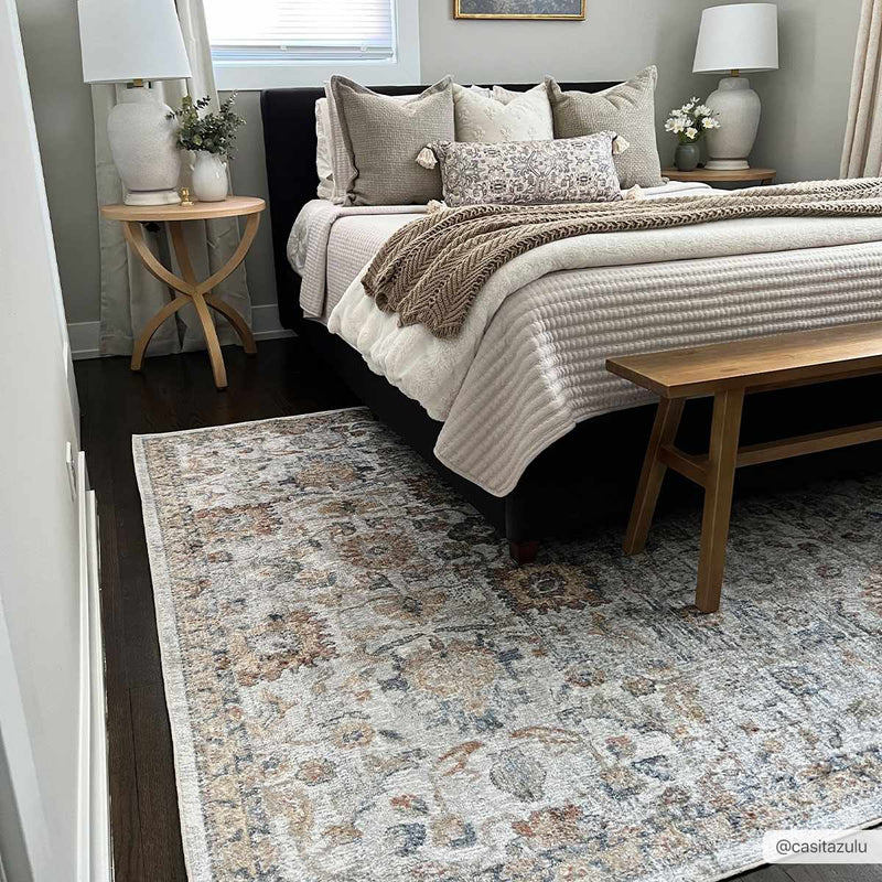 Dion Washable Floral Rug - Clearance by Boutique Rugs