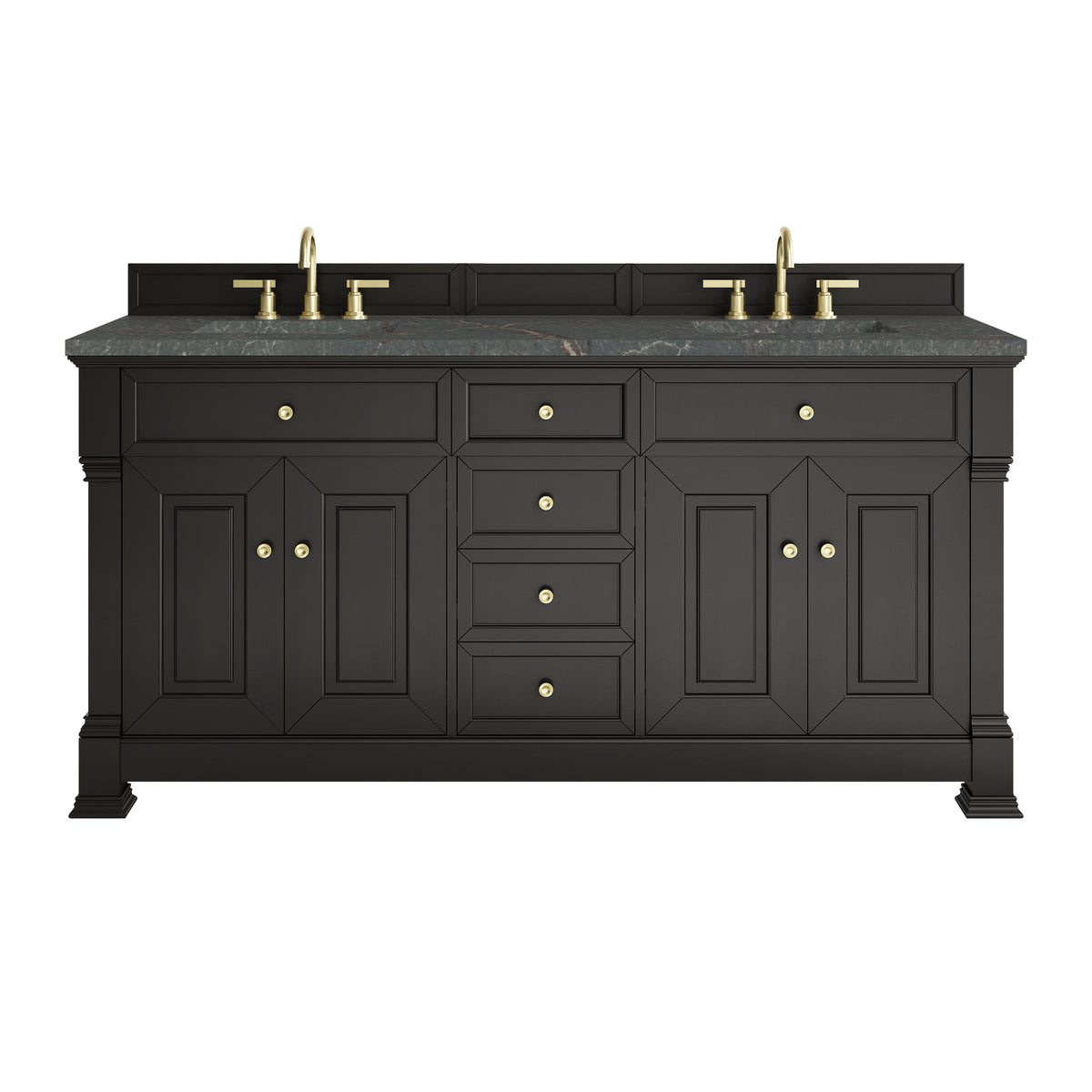 James Martin Brookfield 72" Double Bathroom Vanity, Black Onyx with Parisien Bleu (FreePower) countertop