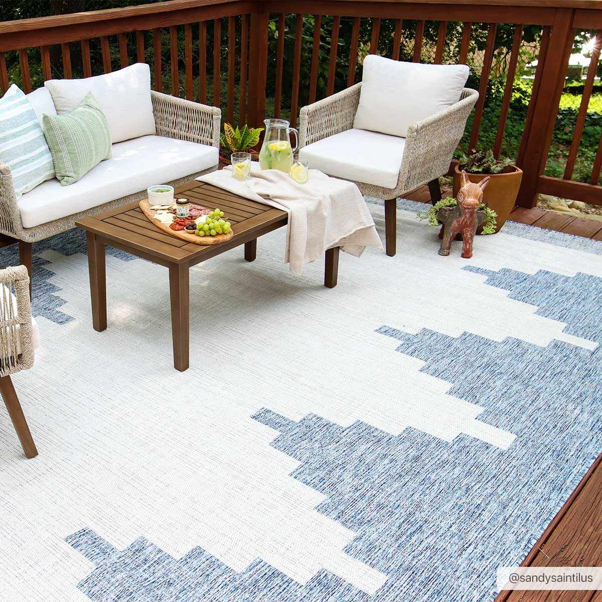 Djugun Blue Outdoor Rug - Clearance by Boutique Rugs
