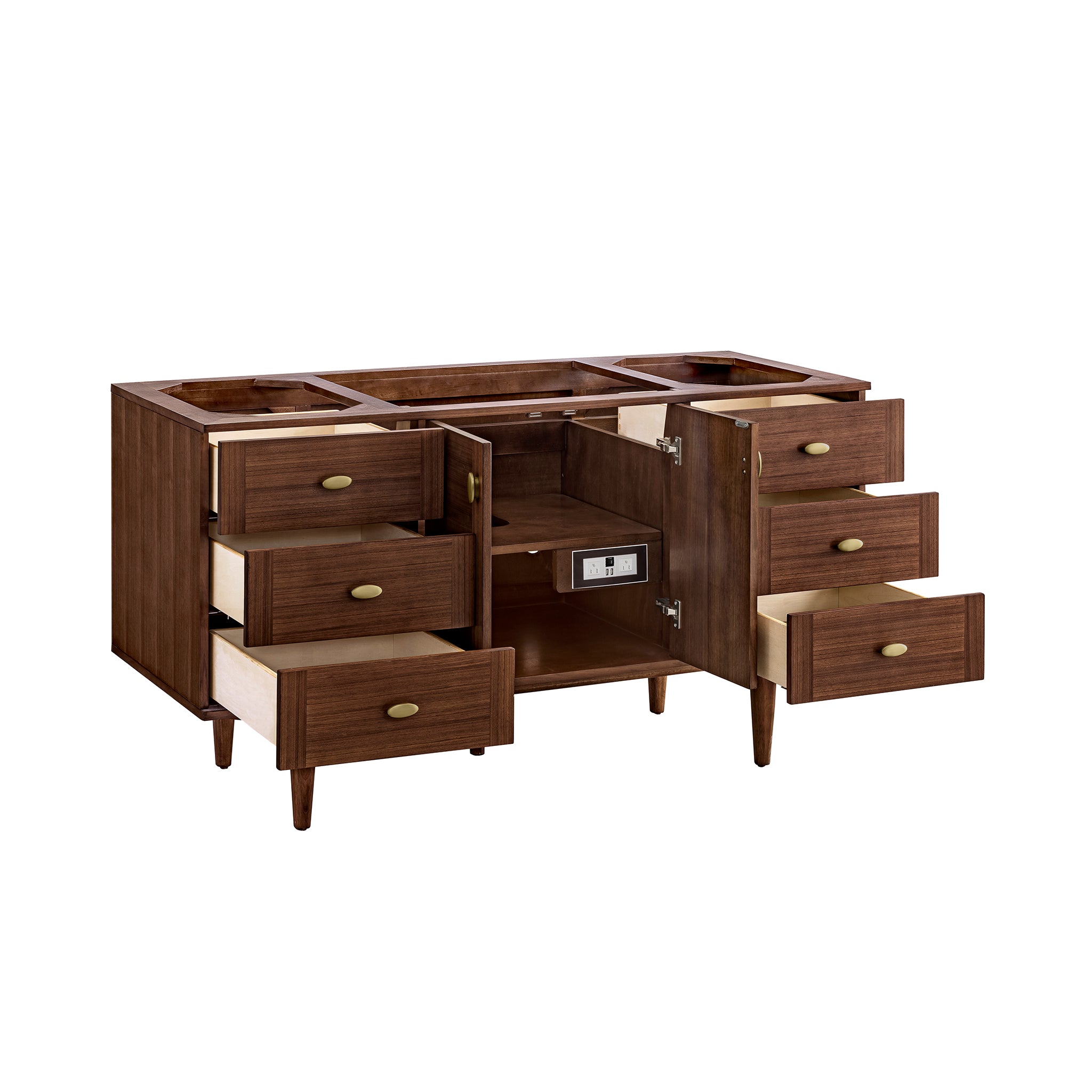 James Martin Amberly 60" Dual Mount Single Bathroom Vanity, Mid-Century Walnut by James Martin