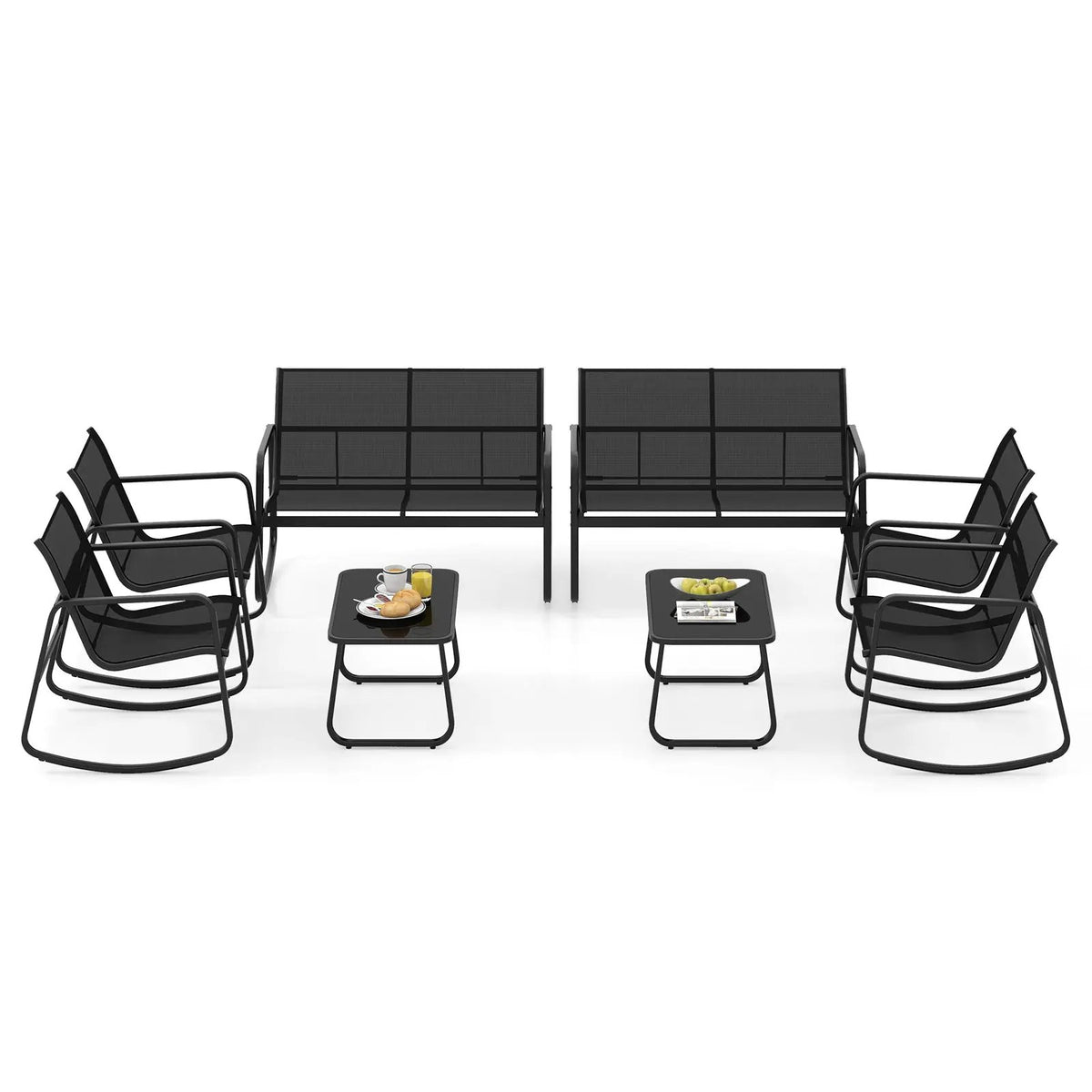 4 Piece Patio Rocking Set with Glass-Top Table by DirectDeals
