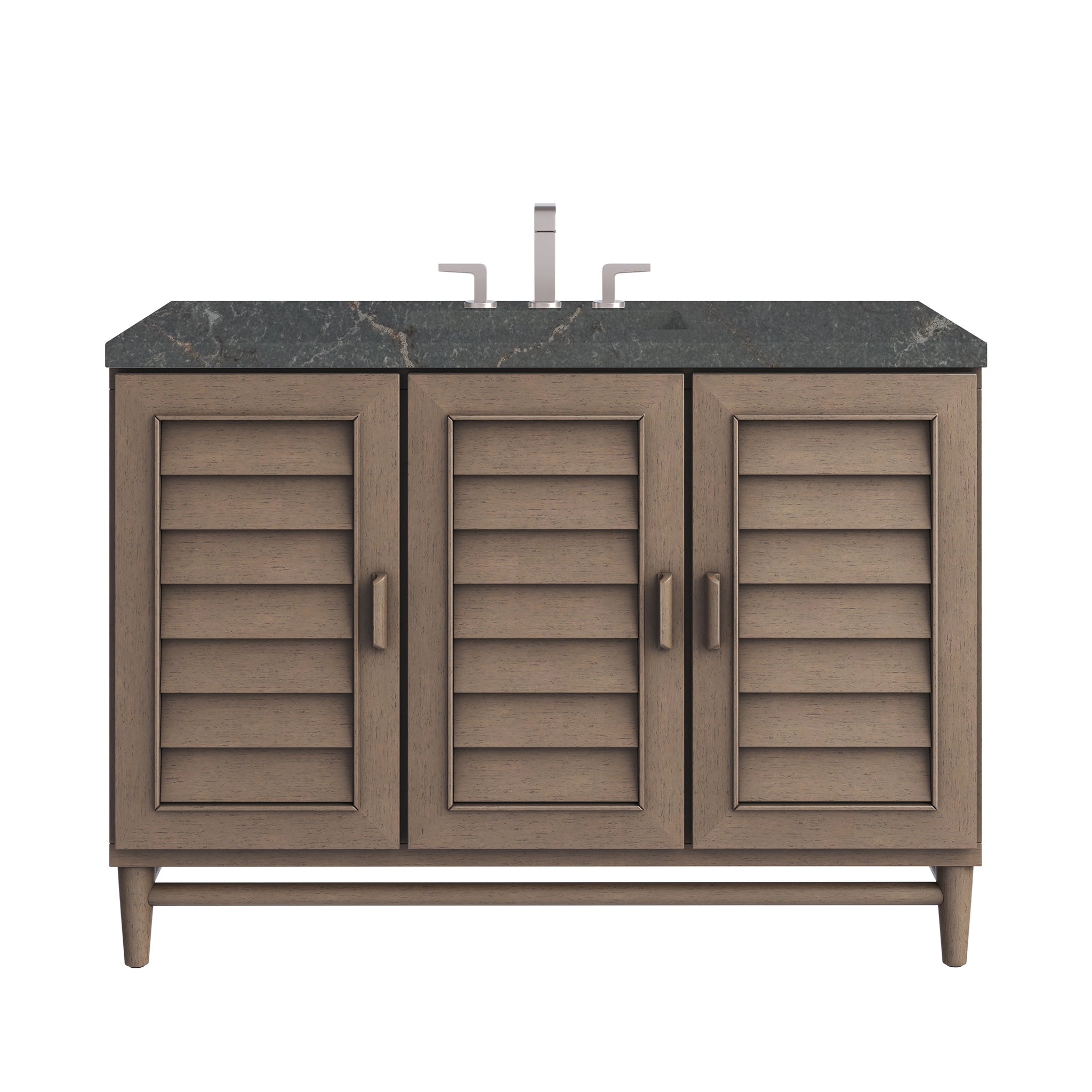 James Martin Portland 48" Single Bathroom Vanity, Whitewashed Walnut with Parisien Bleu countertop