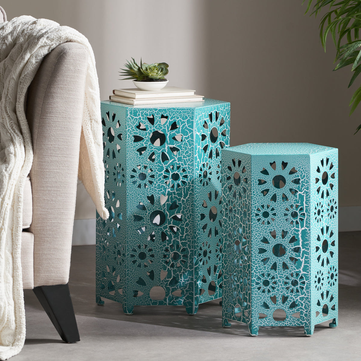 Eliana Side Table with Durable Iron Construction - Outdoor, photo 3 of 10