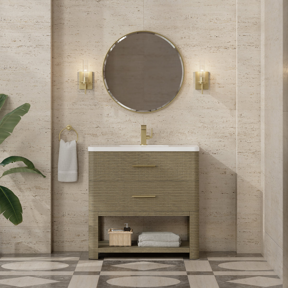 James Martin Lucian 36" Single Bathroom Vanity, Pebble Oak, view 18