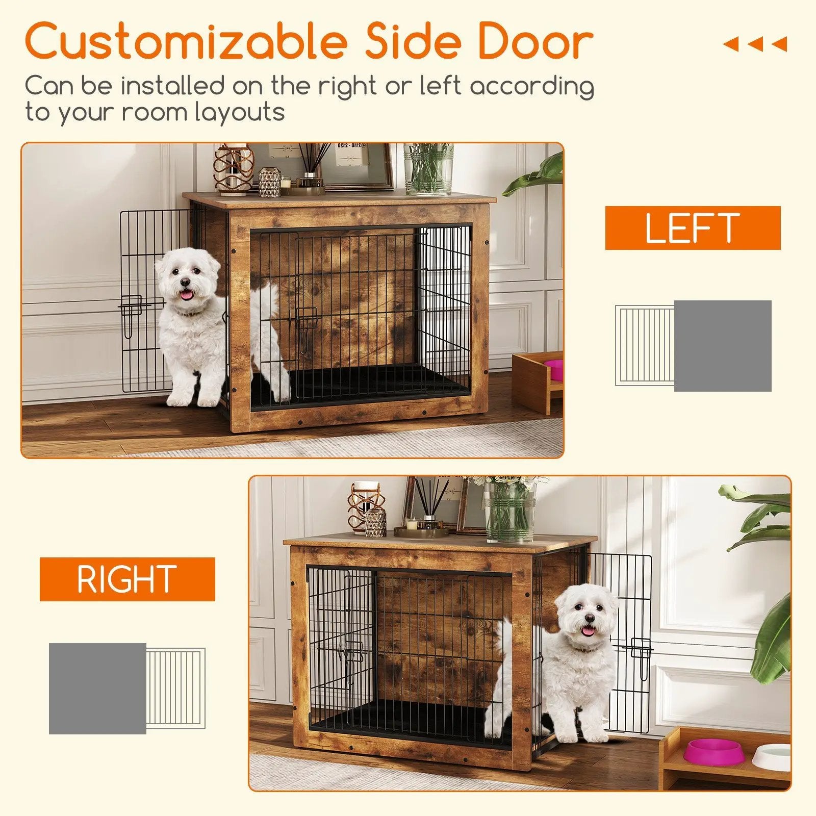 Dog Crate Furniture with Cushion and Double Doors for Small/Medium Dogs by DirectDeals