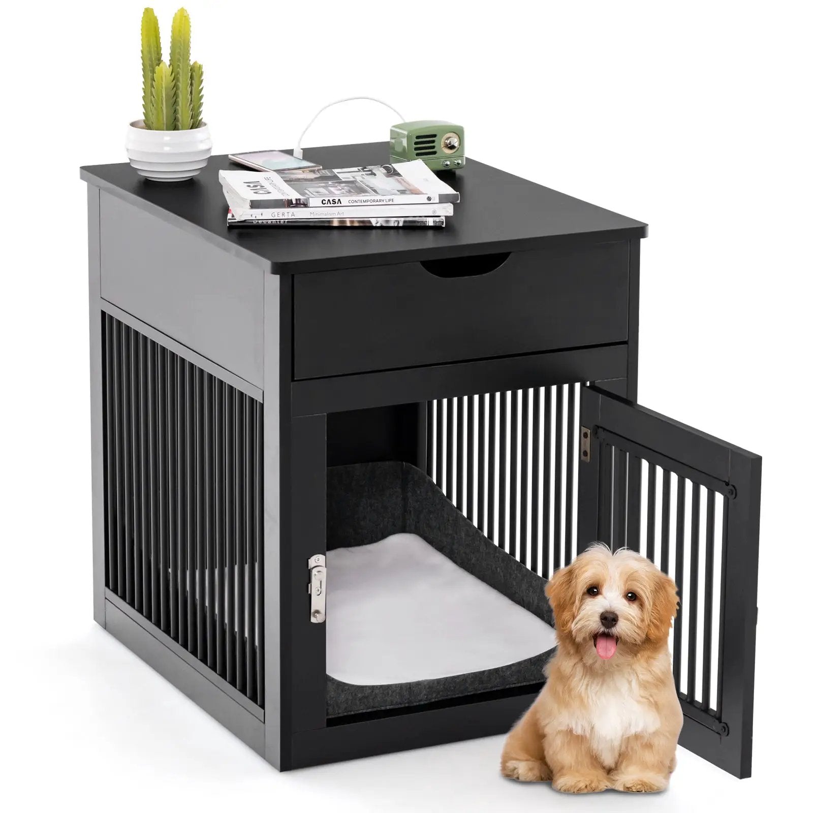 2-In-1 Dog House with Drawer and Wired Wireless Charging by DirectDeals