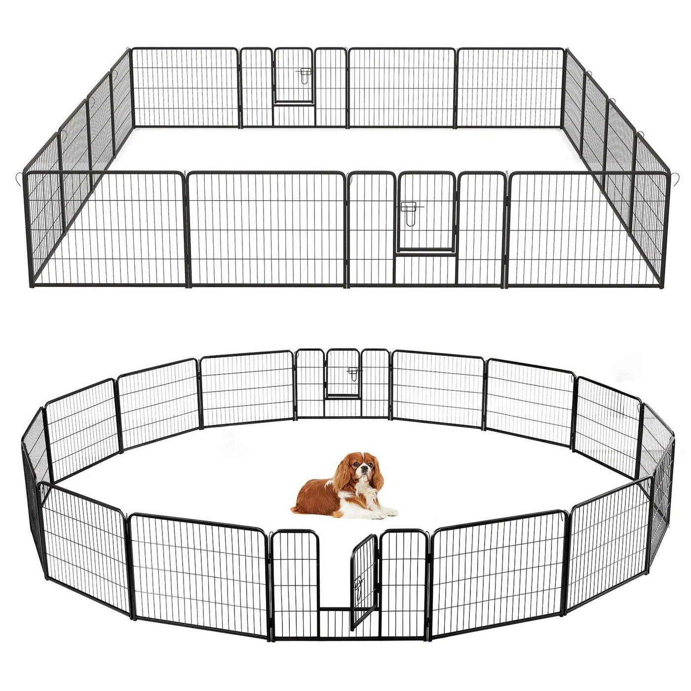 16 Panel 24/32/40 Inches Height Dog Playpen with Lock and Large Door by DirectDeals