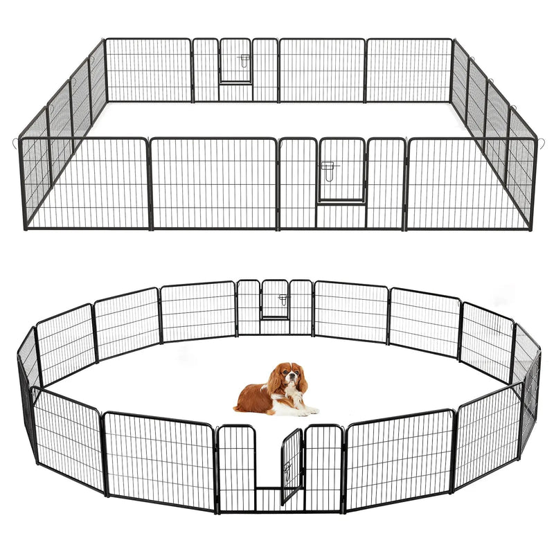16 Panel 24/32/40 Inches Height Dog Playpen with Lock and Large Door by DirectDeals