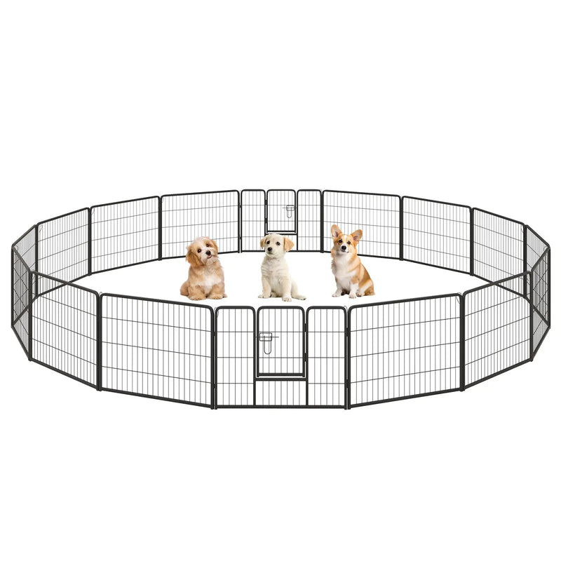 16 Panel 24/32/40 Inches Height Dog Playpen with Lock and Large Door by DirectDeals