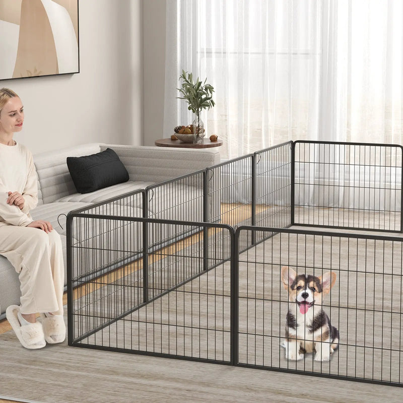 16 Panel 24/32/40 Inches Height Dog Playpen with Lock and Large Door by DirectDeals