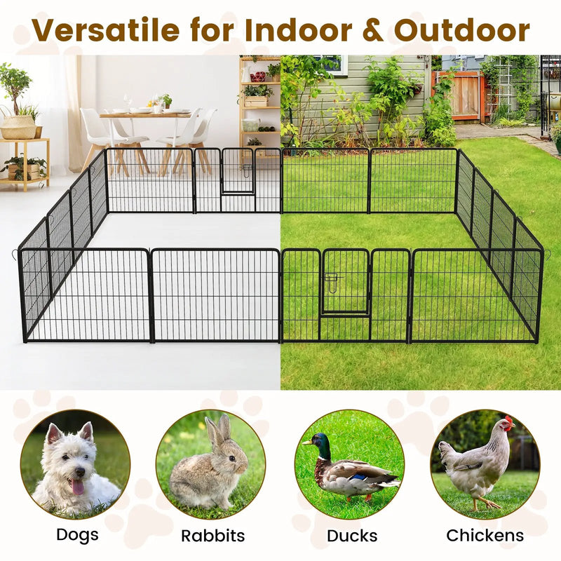 16 Panel 24/32/40 Inches Height Dog Playpen with Lock and Large Door by DirectDeals