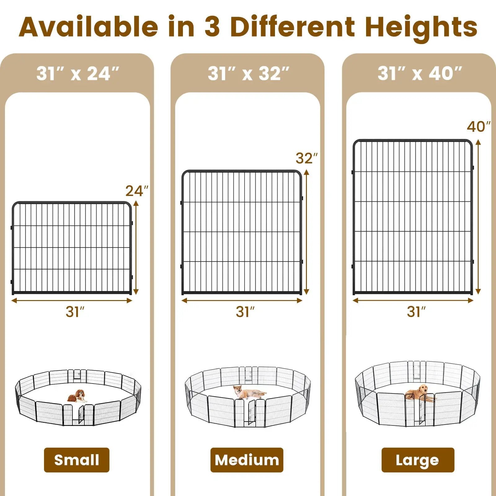 16 Panel 24/32/40 Inches Height Dog Playpen with Lock and Large Door by DirectDeals
