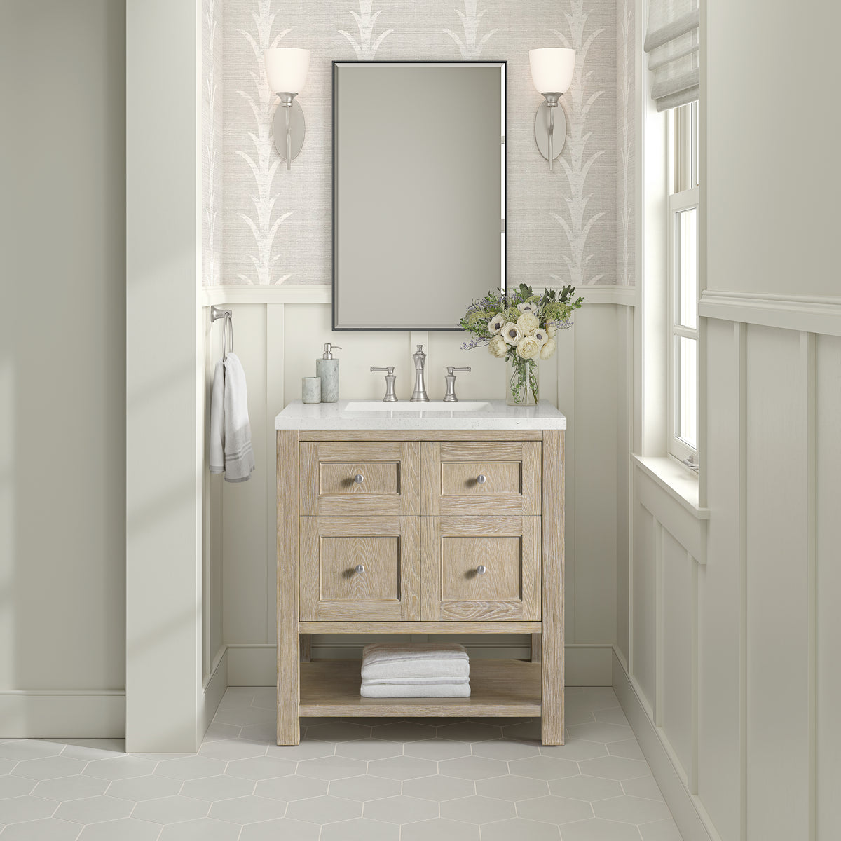 James Martin Breckenridge 30" Single Bathroom Vanity, Whitewashed Oak, view 26