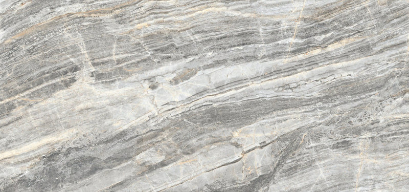 Dolcissima Grigio Trambisera Polished Marble Look Porcelain Slab 60x126 12mm Bookmatch B close up, view 2