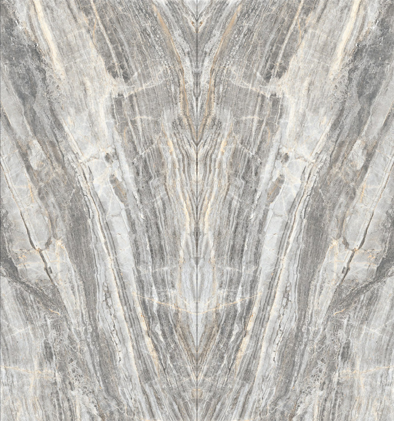 Dolcissima Grigio Trambisera Polished Marble Look Porcelain Slab 60x126 12mm Bookmatch B, several pieces laid together