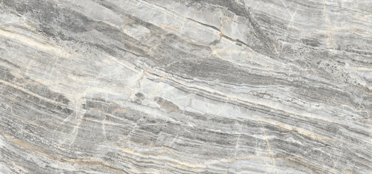 Dolcissima Grigio Trambisera Polished Marble Look Porcelain Slab 60x126 12mm Bookmatch B close up