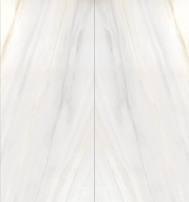 Dolcissima Lasa Argento Polished Marble Look Porcelain Slab 60x126 12mm Bookmatch B, several pieces laid together