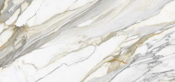 Dolcissima Macchia Vecchia Polished Marble Look Porcelain Slab 60x126 12mm Bookmatch B close up, view 2