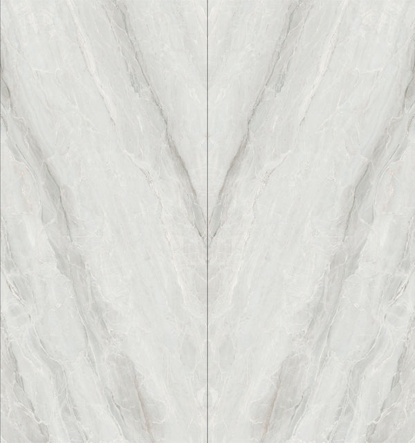 Dolcissima Pietra Bianca Natural Marble Look Porcelain Slab 60x126 12mm, several pieces laid together