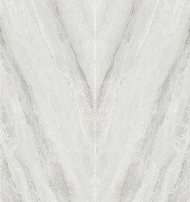 Dolcissima Pietra Bianca Polished Marble Look Porcelain Slab 60x126 12mm Bookmatch A, several pieces laid together