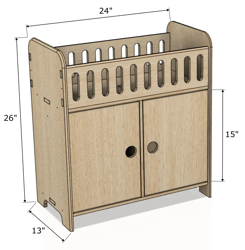 CLARA- Doll Crib with Storage by Bush Acres