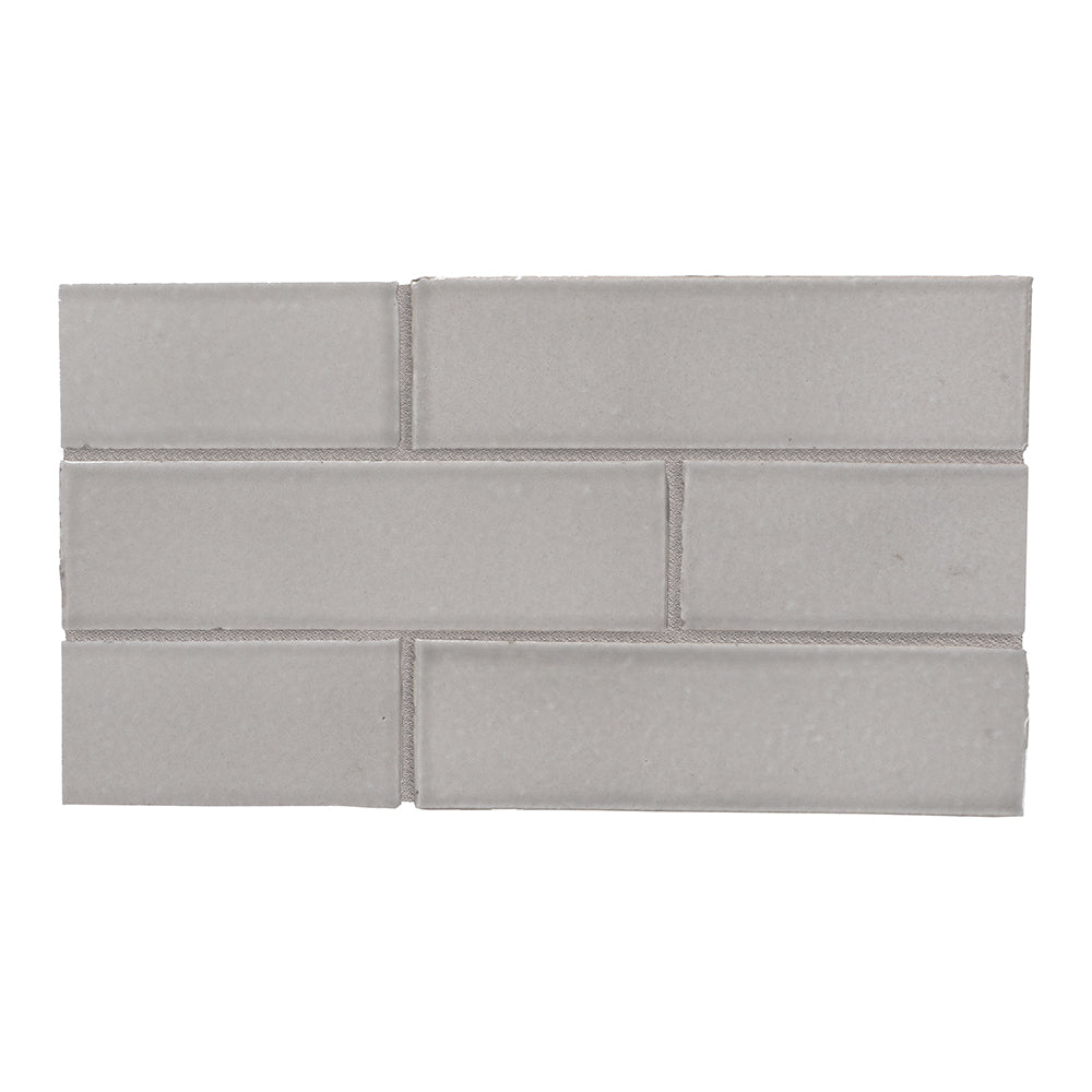Doric Gray Glossy Glazed Terracotta Tiles 2 1/8x7 1/2 Thin Brick Glossy 4x8 Tiles
