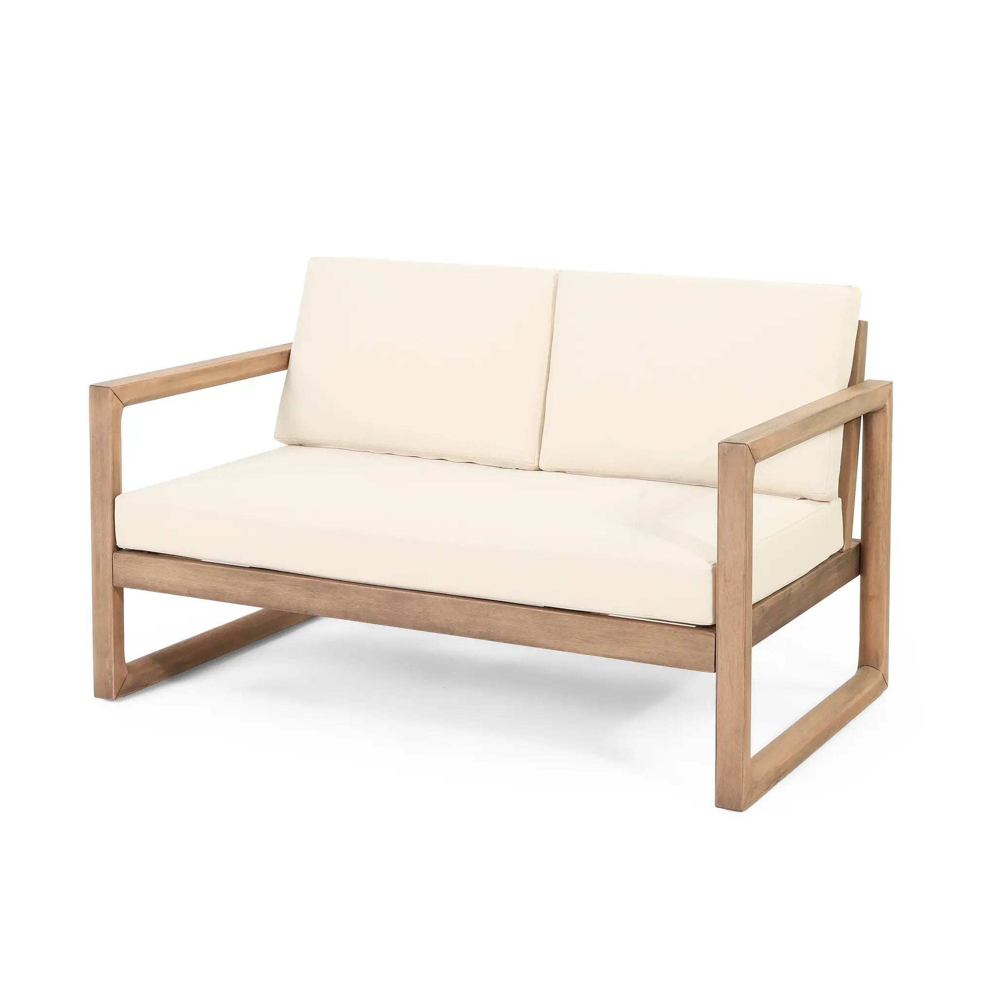 Outdoor Acacia Wood Loveseat and Coffee Table Set with Cushions by HouseOfZazla
