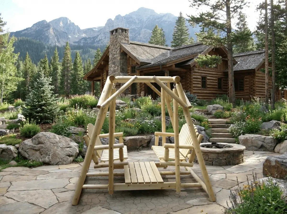Double Benches Swing for Patio by Cedar Creek Rustic Furniture