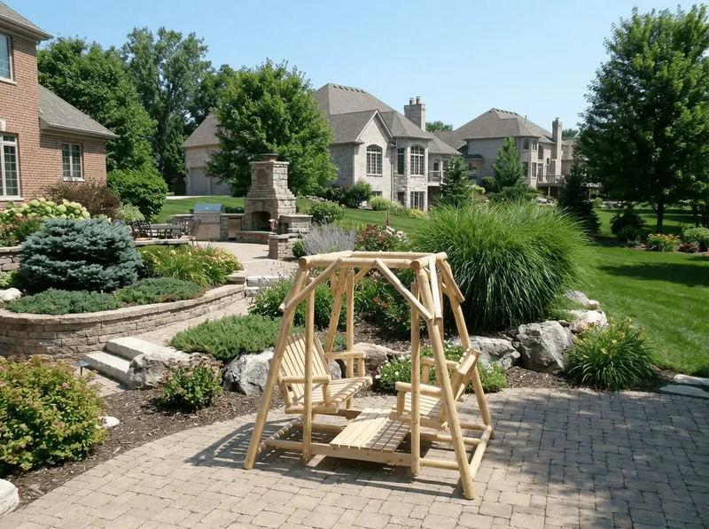 Double Benches Swing for Patio by Cedar Creek Rustic Furniture