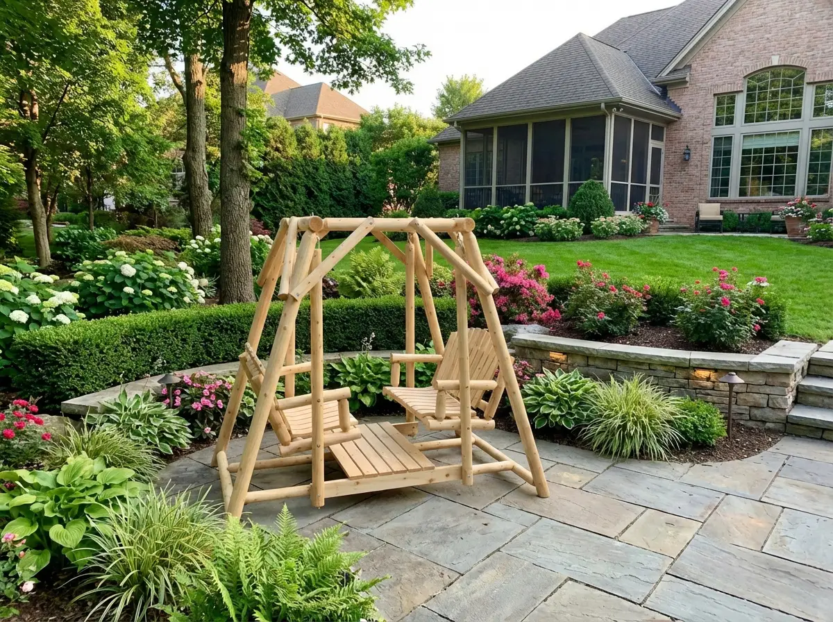 Double Benches Swing for Patio by Cedar Creek Rustic Furniture