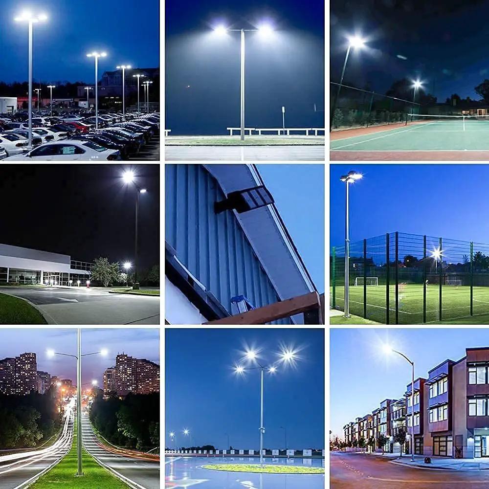 Double Bullhorn Bracket LED Parking Lot Light 180 Degree Aluminum Mounting Bracket Round Pole Double L Bracket Tenons by Outdoor Solar Outlet