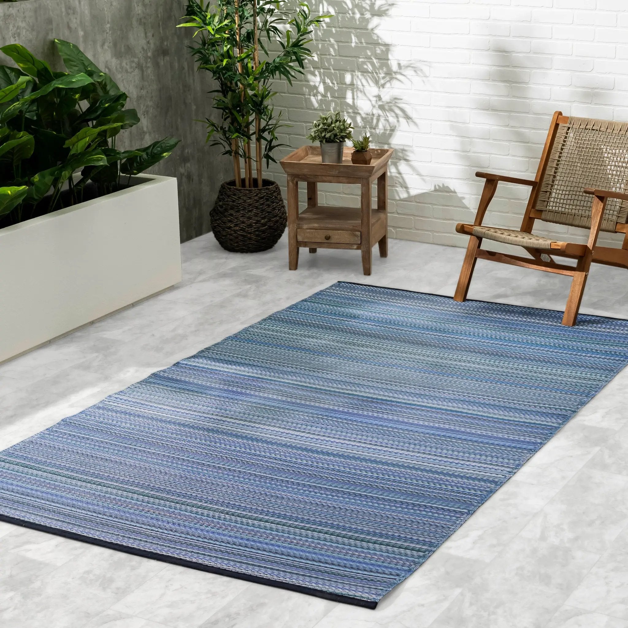 Cancun - Indigo Outdoor Rug for Patio by Fab Habitat