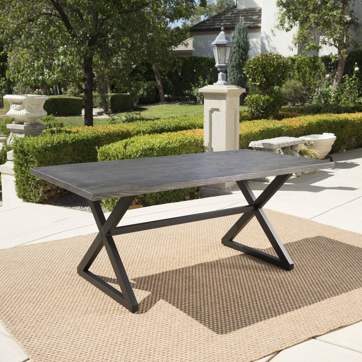 Rolando Outdoor Aluminum Dining Table with Steel Frame, photo 3 of 10