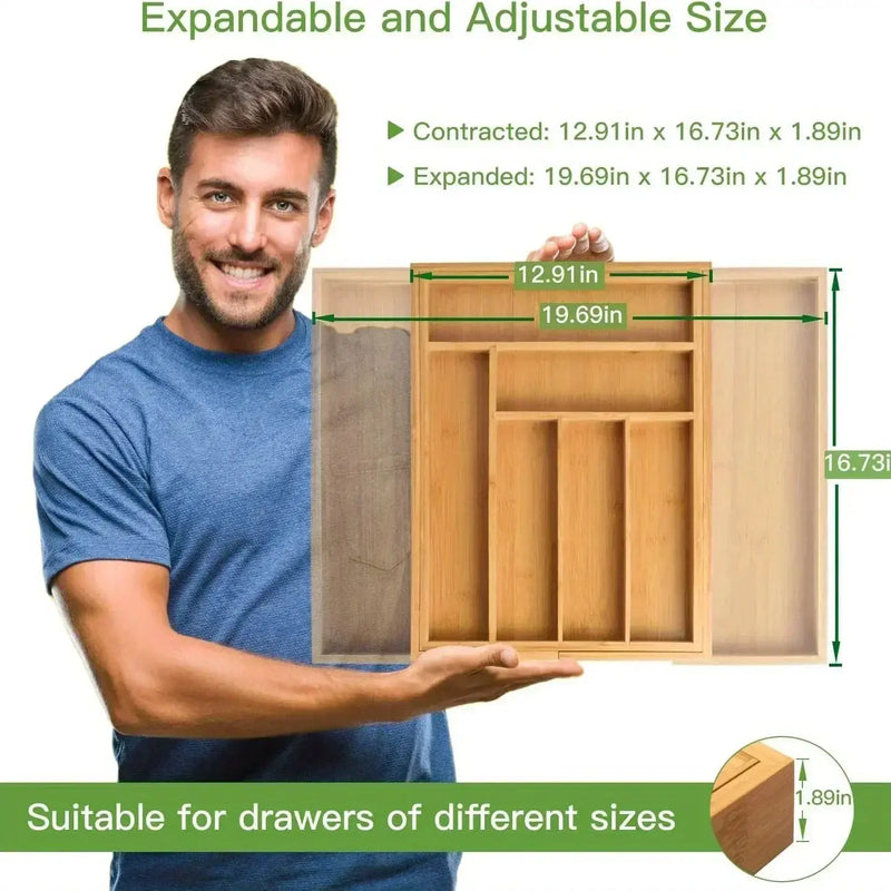 Drawer Organizer - Adjustable Bamboo Expandable by House Of Avana