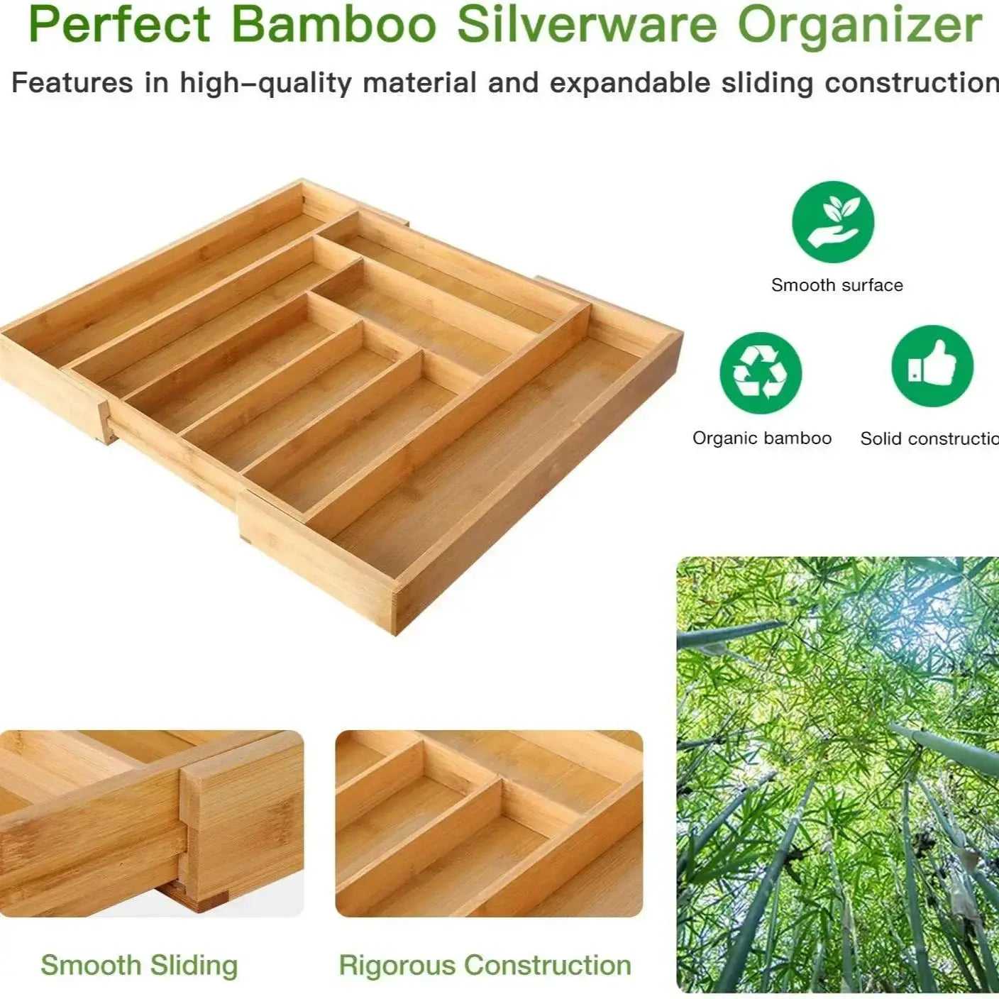 Drawer Organizer - Adjustable Bamboo Expandable by House Of Avana