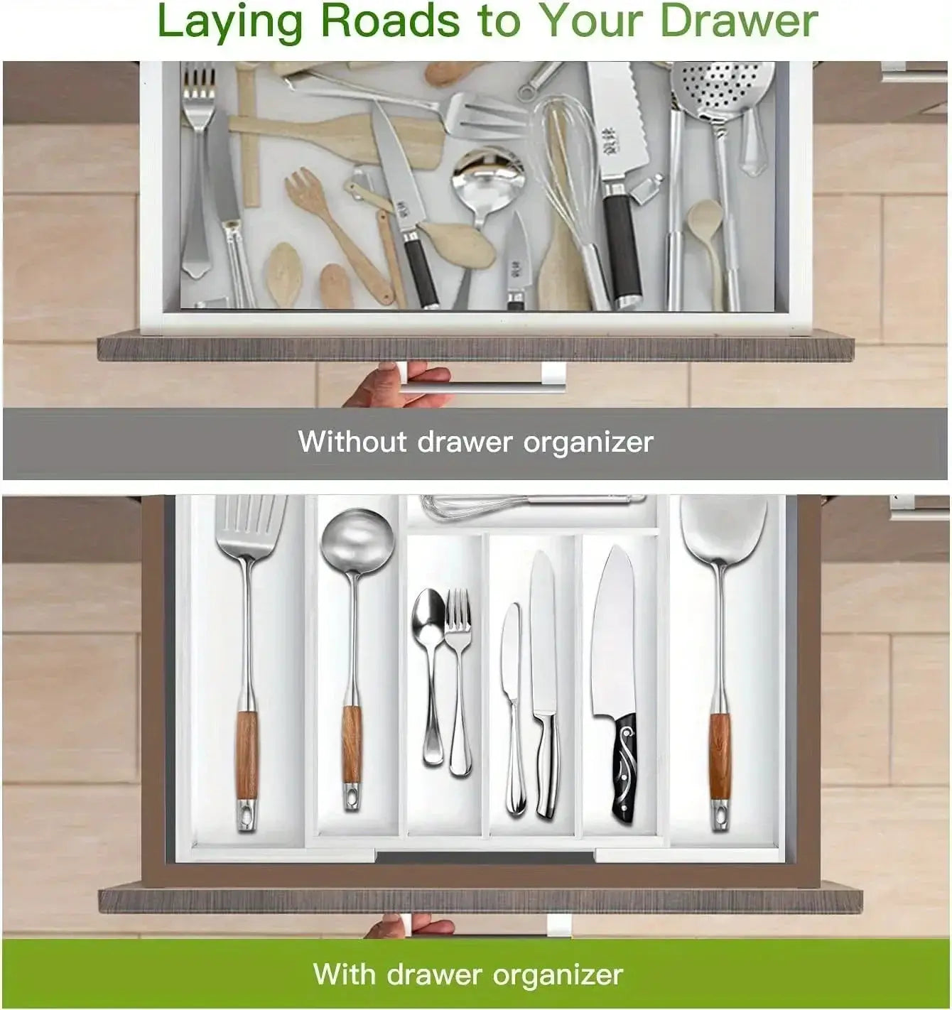 Drawer Organizer - Adjustable Bamboo Expandable by House Of Avana
