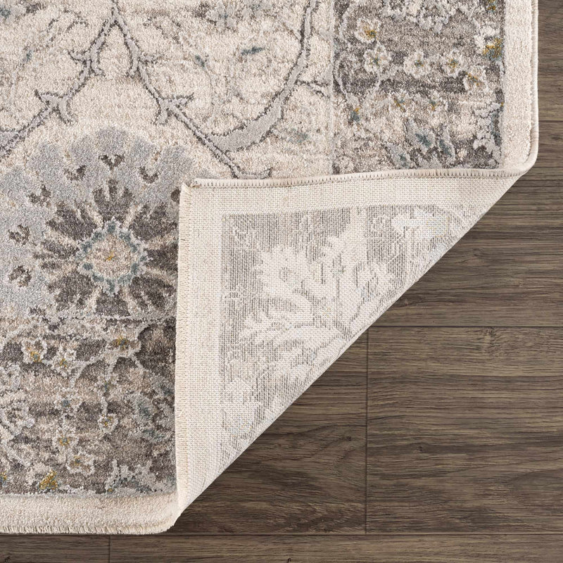 Gauge Cream & Gray Blue Rug with Fringes by Boutique Rugs