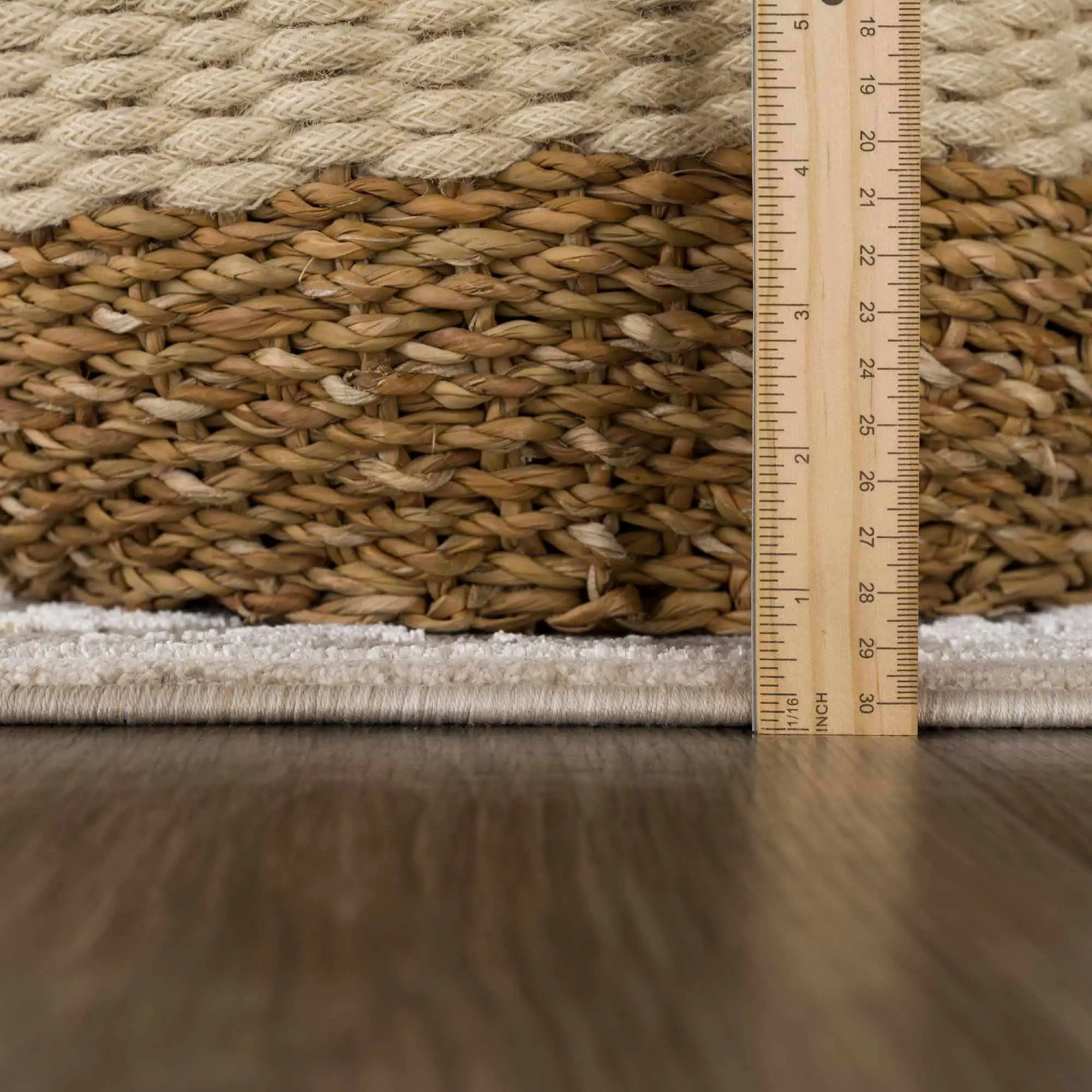 Gauge Cream & Gray Blue Rug with Fringes by Boutique Rugs