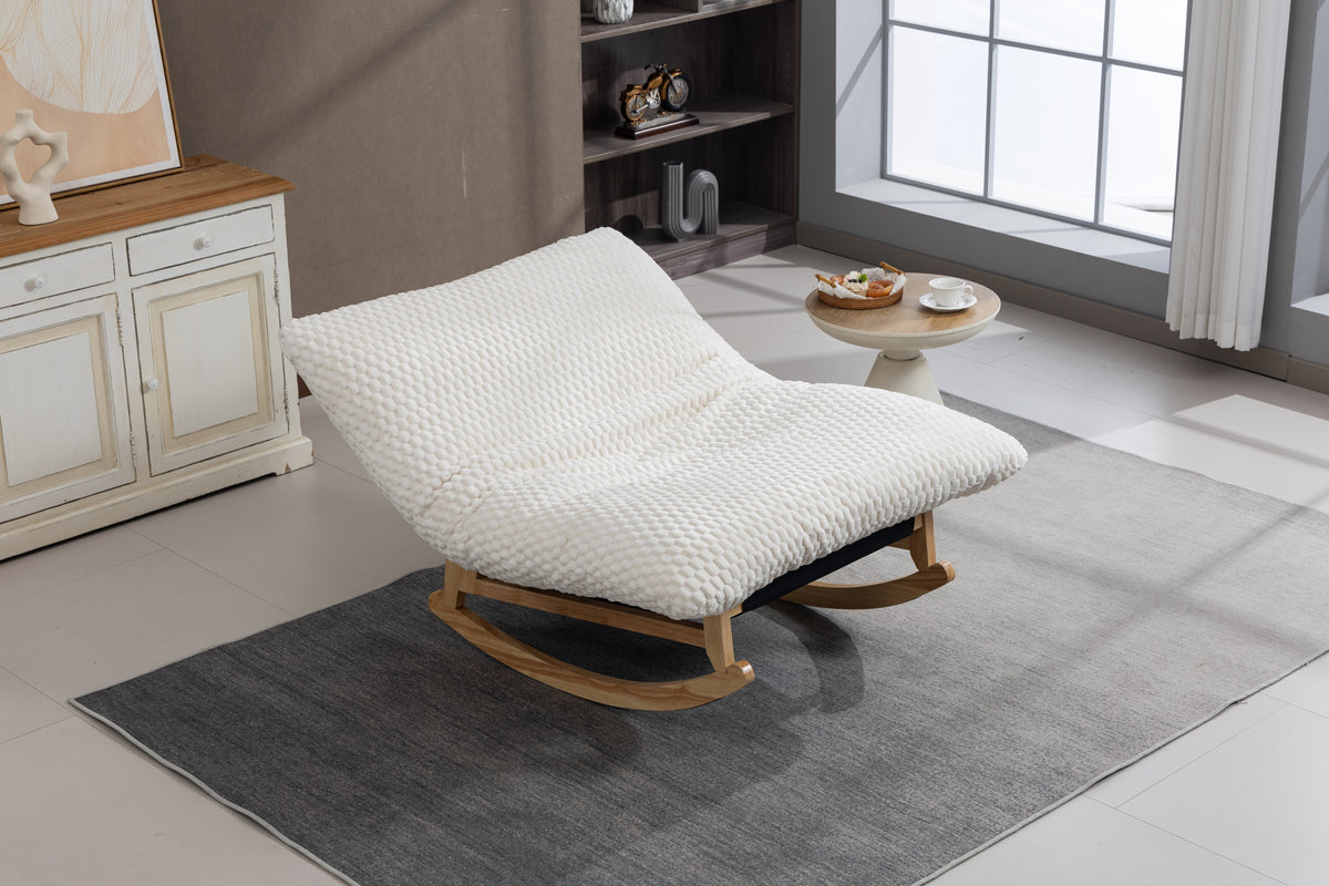 Bean Bag Rocking Chair for Adults with Solid Wood Frame, Antique White Corduroy, photo 2 of 10