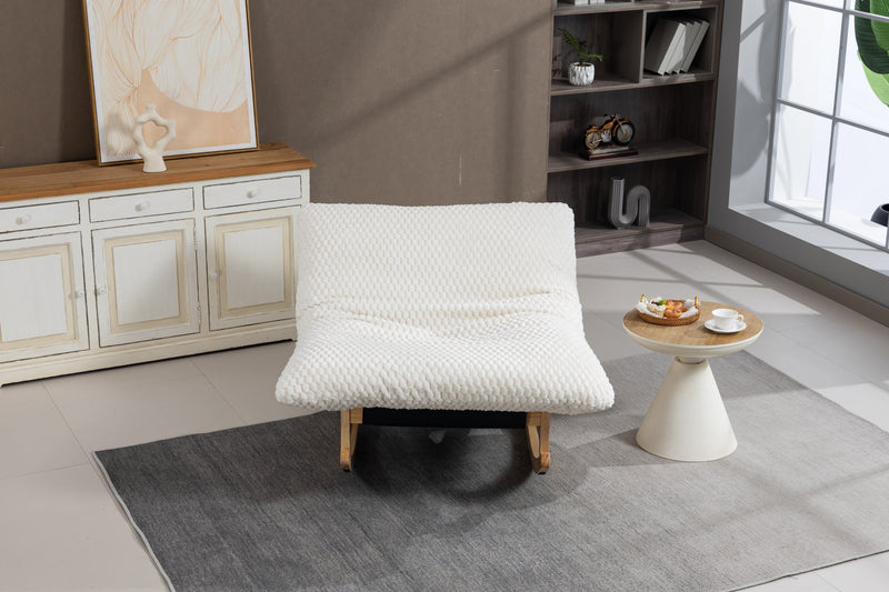 Bean Bag Rocking Chair for Adults with Solid Wood Frame, Antique White Corduroy, photo 3 of 10