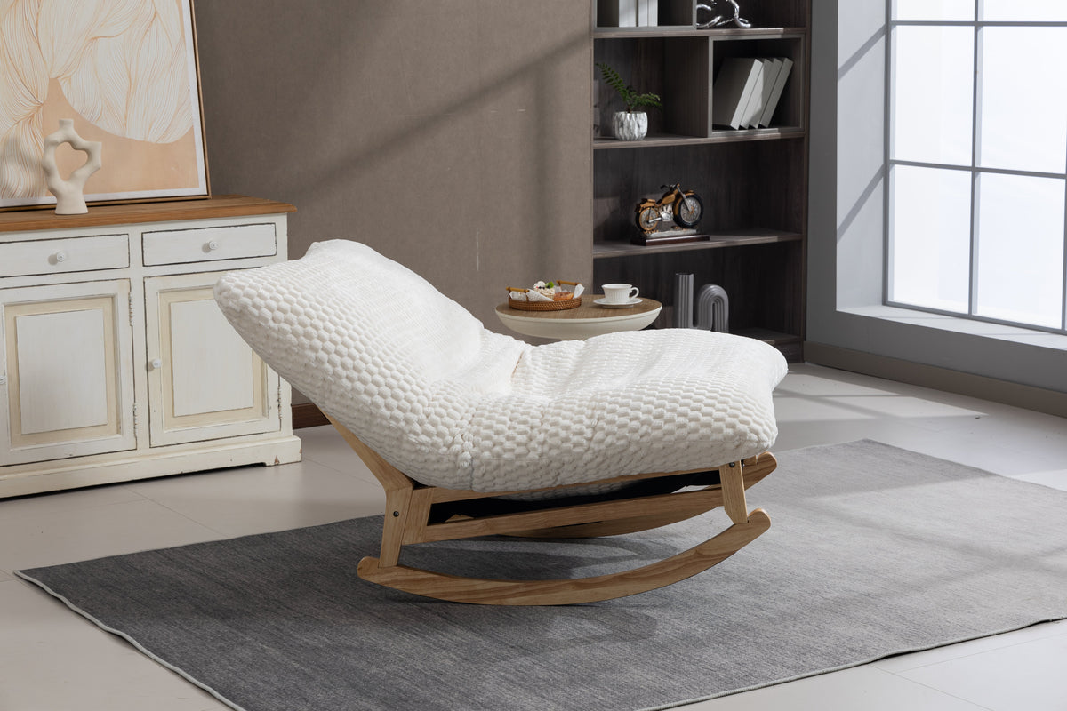 Bean Bag Rocking Chair for Adults with Solid Wood Frame, Antique White Corduroy, photo 4 of 10