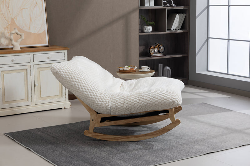 Bean Bag Rocking Chair for Adults with Solid Wood Frame, Antique White Corduroy, photo 4 of 10