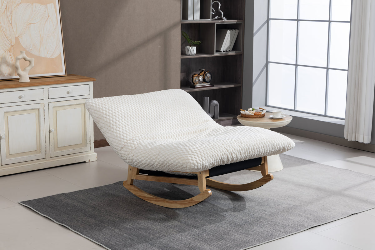 Bean Bag Rocking Chair for Adults with Solid Wood Frame, Antique White Corduroy, photo 5 of 10